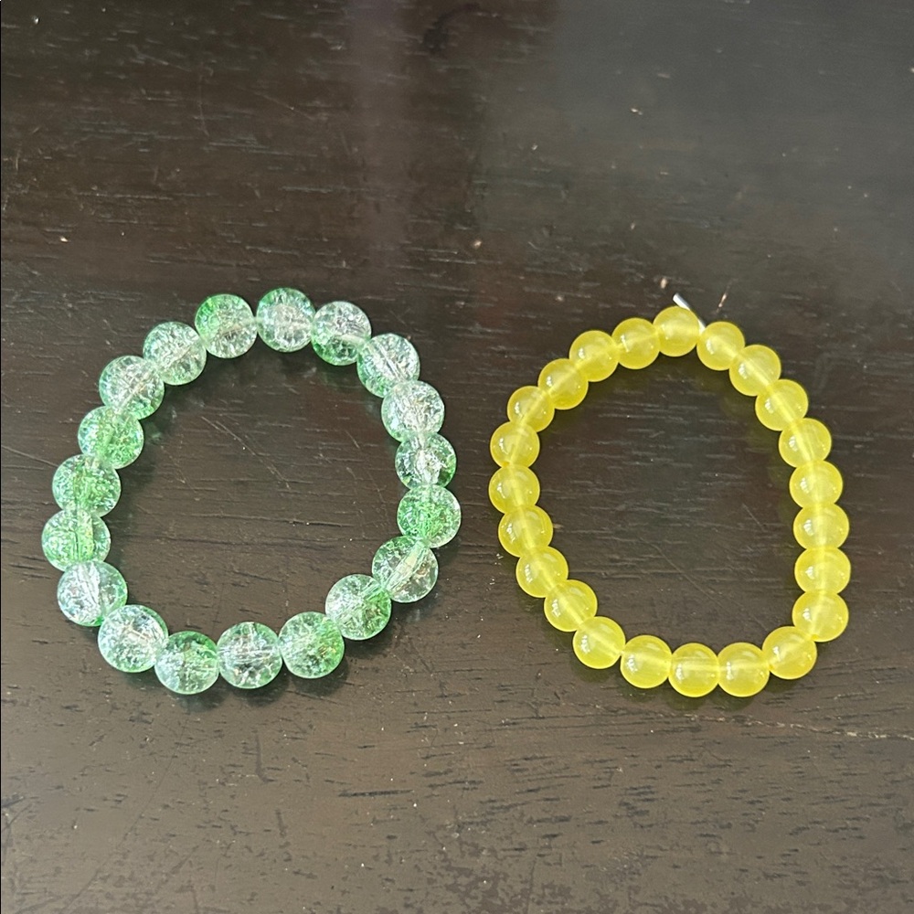 Green and Yellow Beaded Bracelets